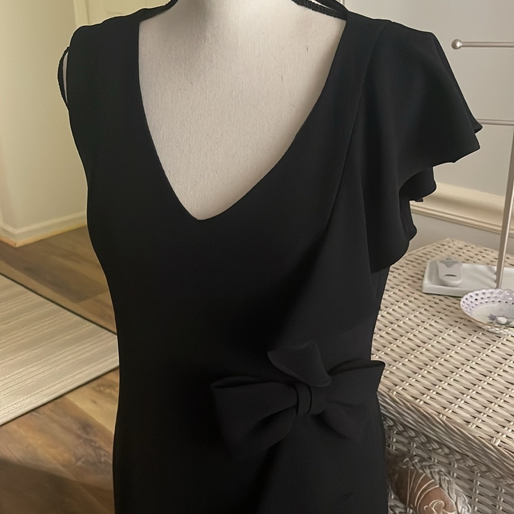 Rikki Freeman for Terri John Black Formal Asymmetrical Dress with Bow Size 10 - Picture 4 of 16